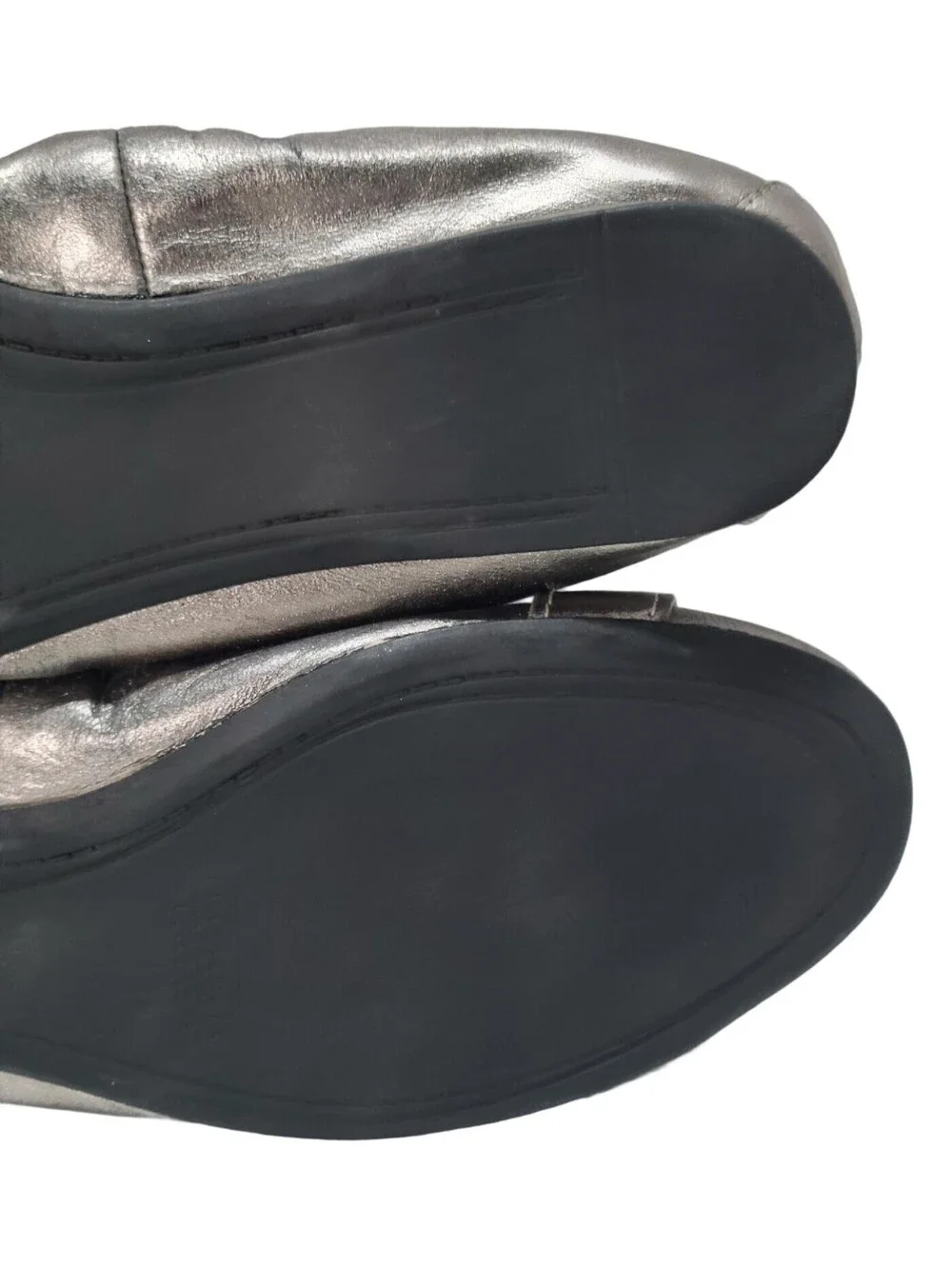 Coach Chelsey Ballerina Flats Silver Metallic Leather Size 10B